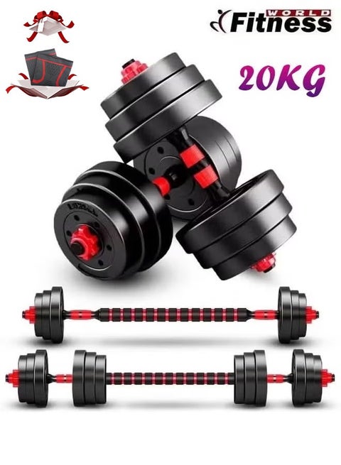 Adjustable Weight Dumbbells Set 20 kg Convertible To Barbell A Pair of Lightweight for Home Gym,Women and Men Equipment